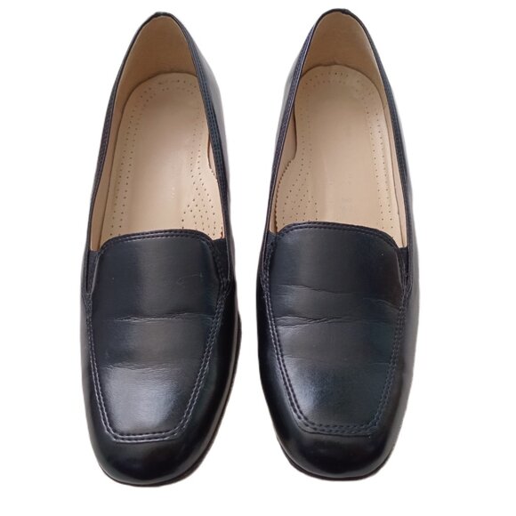 Italian Women's Leather Shoes Black Comfort Low Heel Everyday Classic Style Sz 7 - Picture 2 of 6
